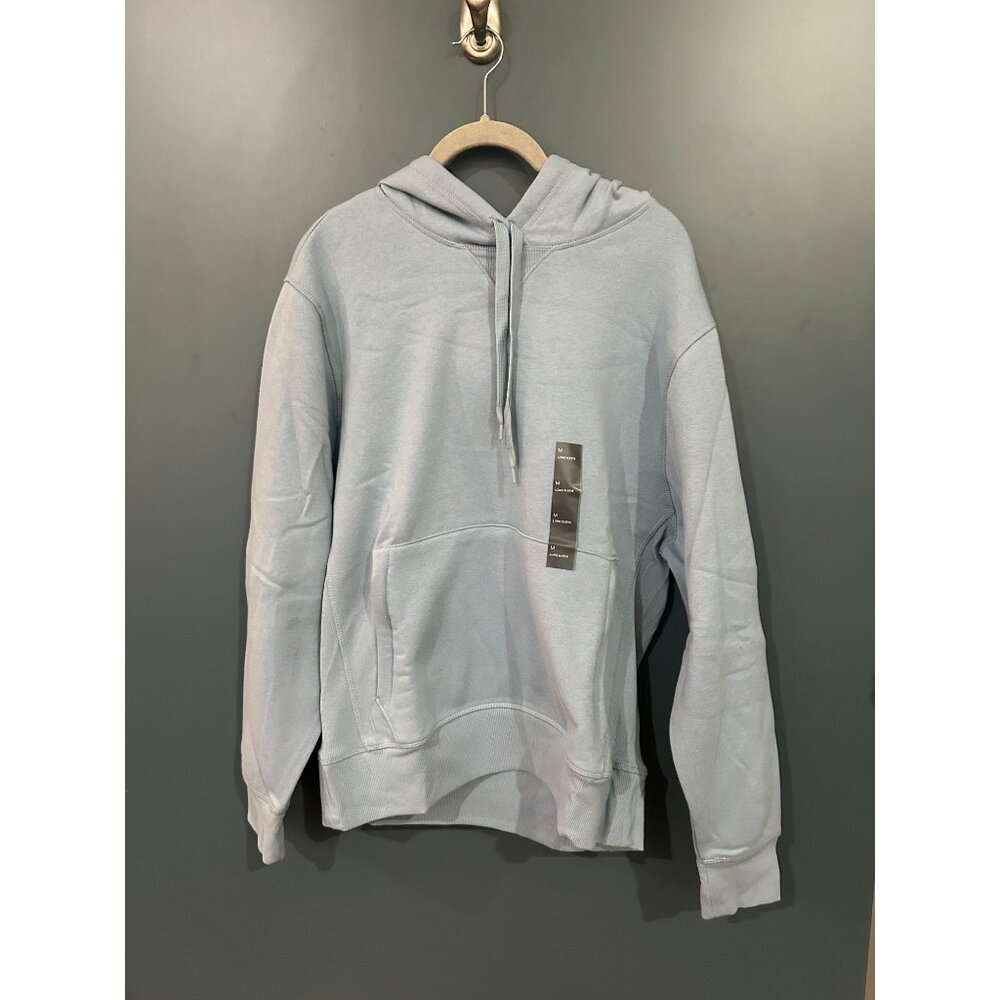 NEW Men's Medium Cotton Fleece Hooded Sweatshirt Blue/Gray